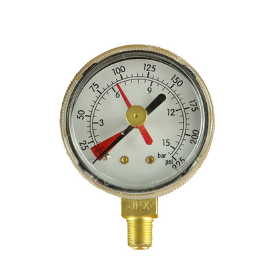 calibre de pressão 0-400bar padrão 1/8" manômetro do Npt com o ponteiro vermelho ajustável